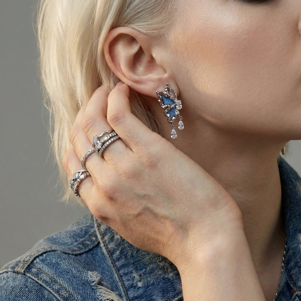 Denim Dreams Butterfly Earrings