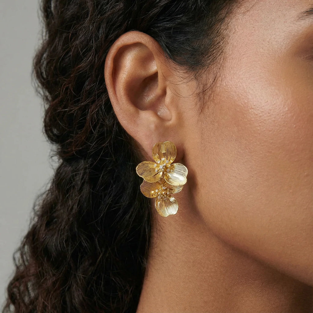Golden Bloom Double Earrings