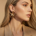 Golden Petal Statement Earrings