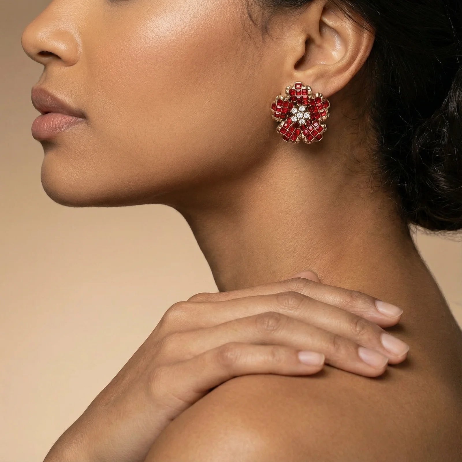 Ruby Bloom Stud Earrings