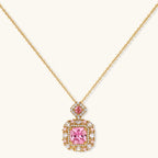 14K gold-plated jewelry set featuring square-cut cubic zirconia stones in ornate layered settings on white background.